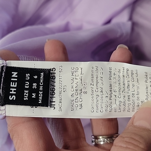 SHEIN Size M (6) Lavender "Enchnt" Tiered Mesh One Shoulder Formal Party Dress - Picture 15 of 16